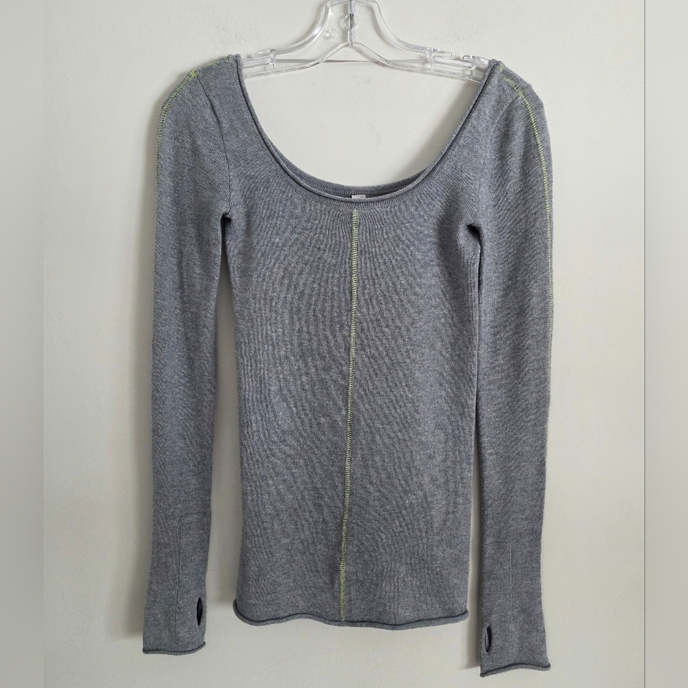 LULULEMON | Sweater Green Contrasting Stitching Gray Sz 4